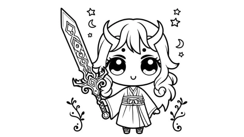 Bộ tranh tô màu chibi cute thanh gươm diệt quỷ cực chất