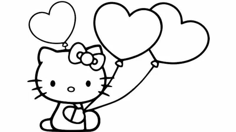 Bé gái cực mê tranh tô màu con mèo hello kitty