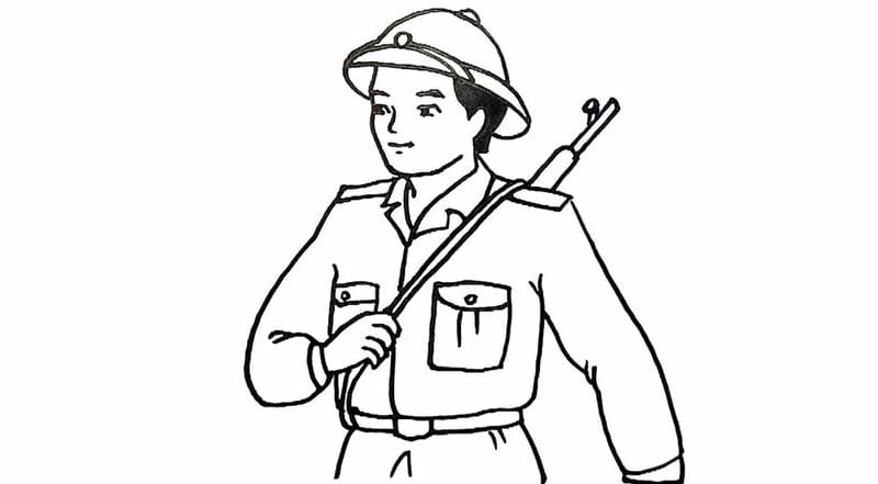 Tranh tô màu chú bộ đội đang được bé yêu thích nhất