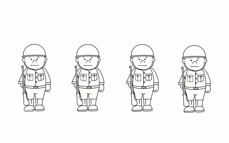 Tranh tô màu chú bộ đội mầm non đơn giản dễ hiểu cho bé