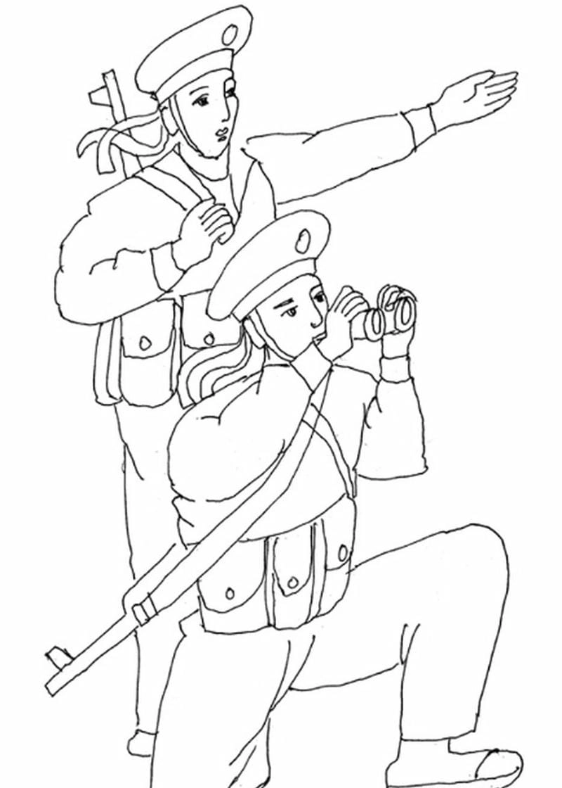 Đơn giản tranh tô màu chú bộ đội việt nam dễ tô không rối mắt