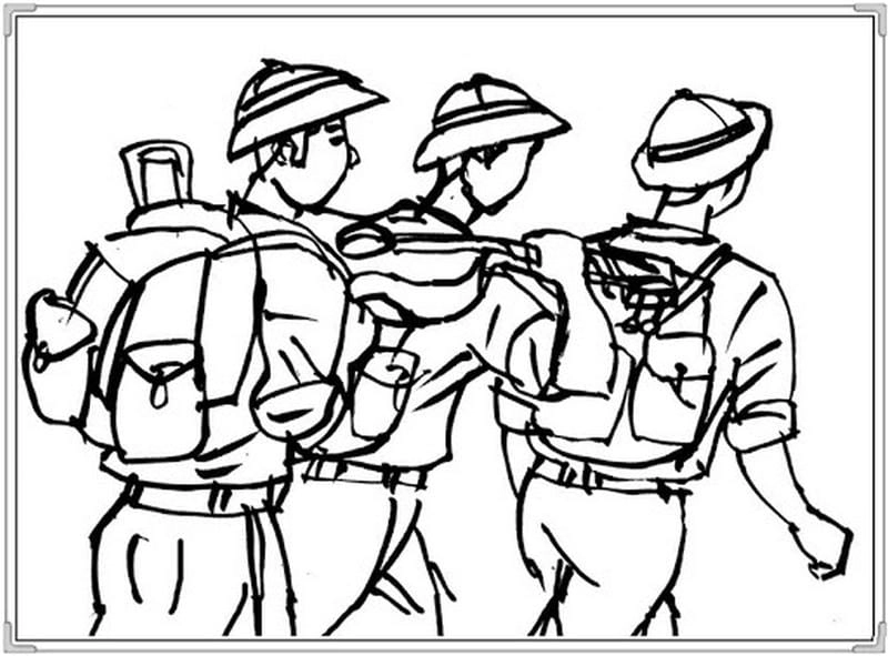 Tập tô với mẫu tranh rỗng tô màu chú bộ đội siêu dễ