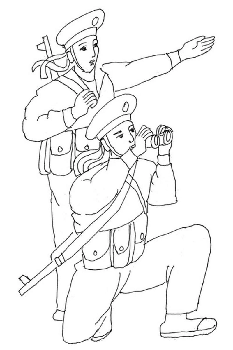 Bé mầm học vui với tranh tô màu chú bộ đội mầm non