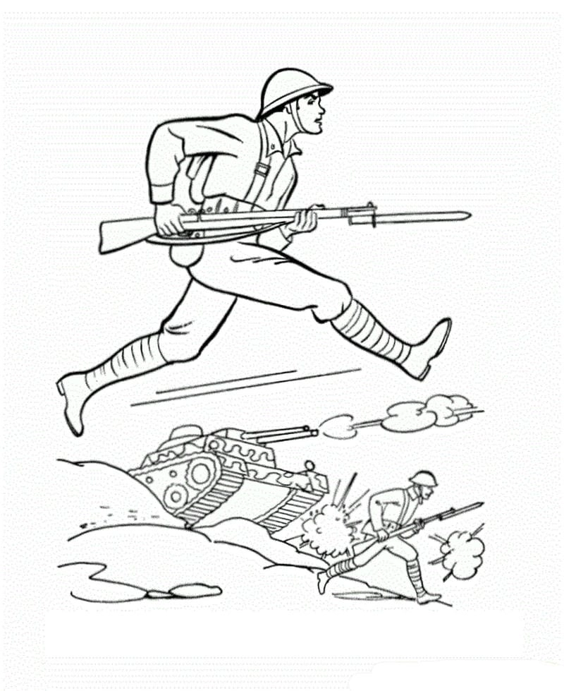 Bộ sưu tập tranh chú bộ đội cho trẻ tô màu sinh động