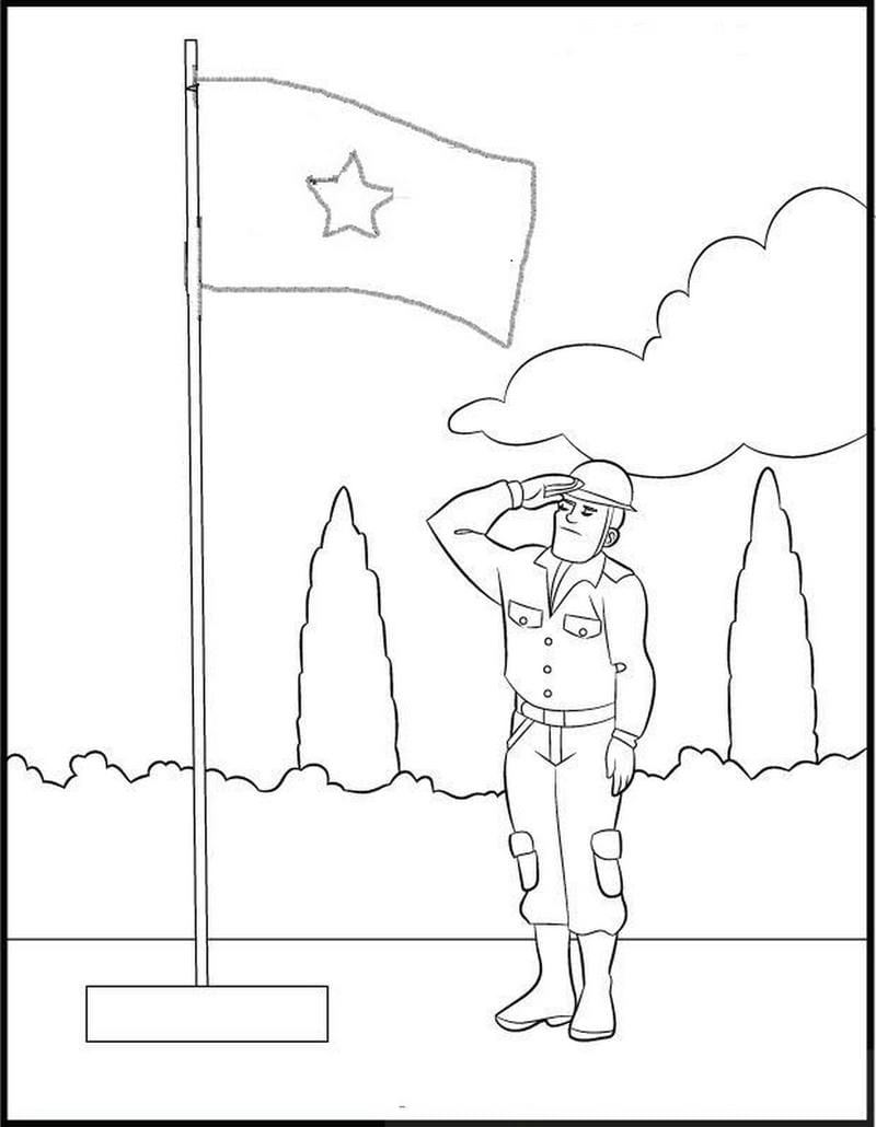 Tranh tô màu chú bộ đội và xe tăng khơi gợi tình yêu lịch sử