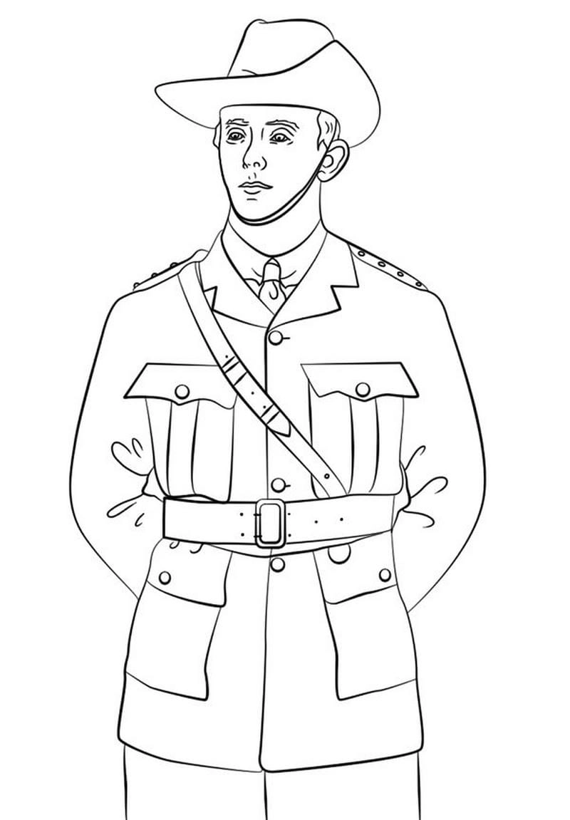Ngày 22 12 đơn giản tranh tô màu chú bộ đội dành tặng bé dịp lễ