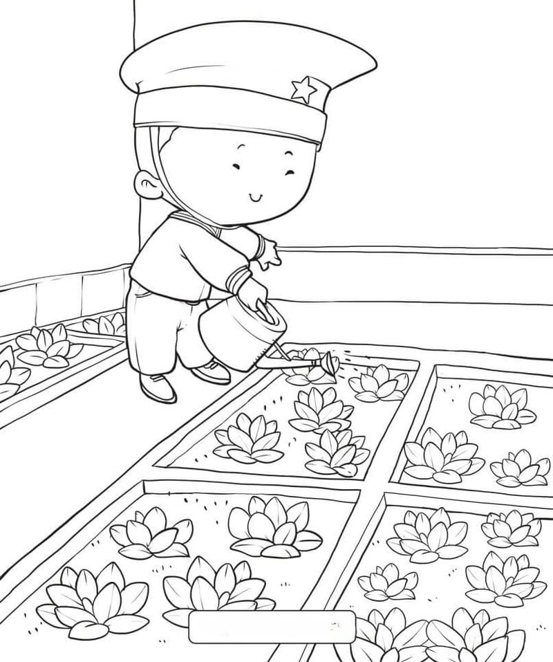 Tranh tô màu chú bộ đội hải quân cho bé yêu biển đảo quê hương