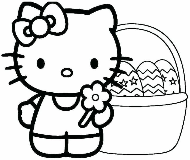 Rủ bé tô ngay tranh tô màu con mèo kitty