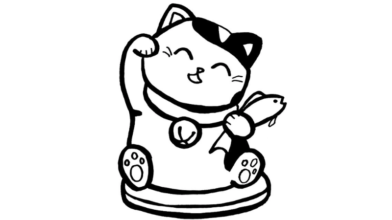 Bé tô lộc phát với tranh tô màu con mèo thần tài