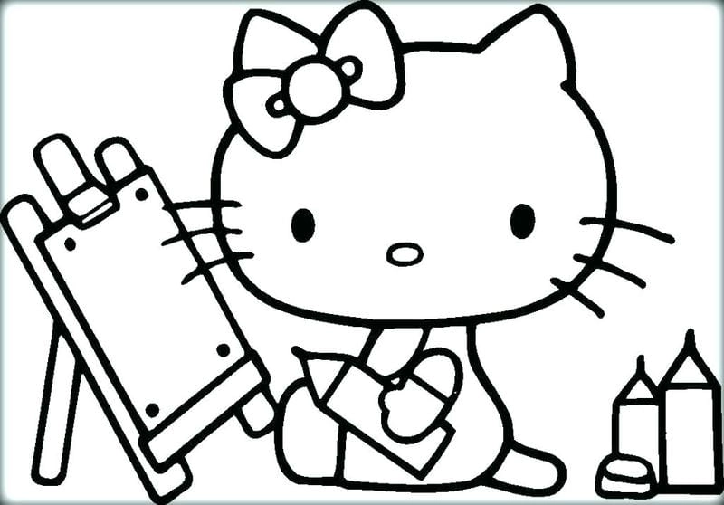 Cùng Hello Kitty trong tranh tô màu con mèo kitty