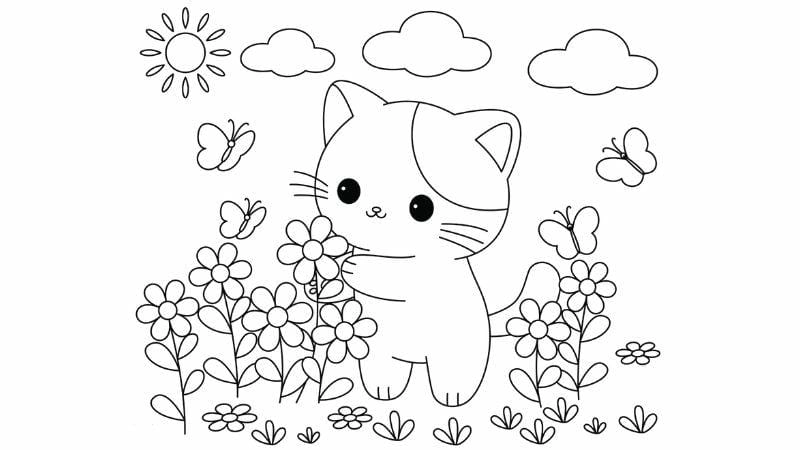 In con mèo tô màu giúp bé học tô màu sáng tạo