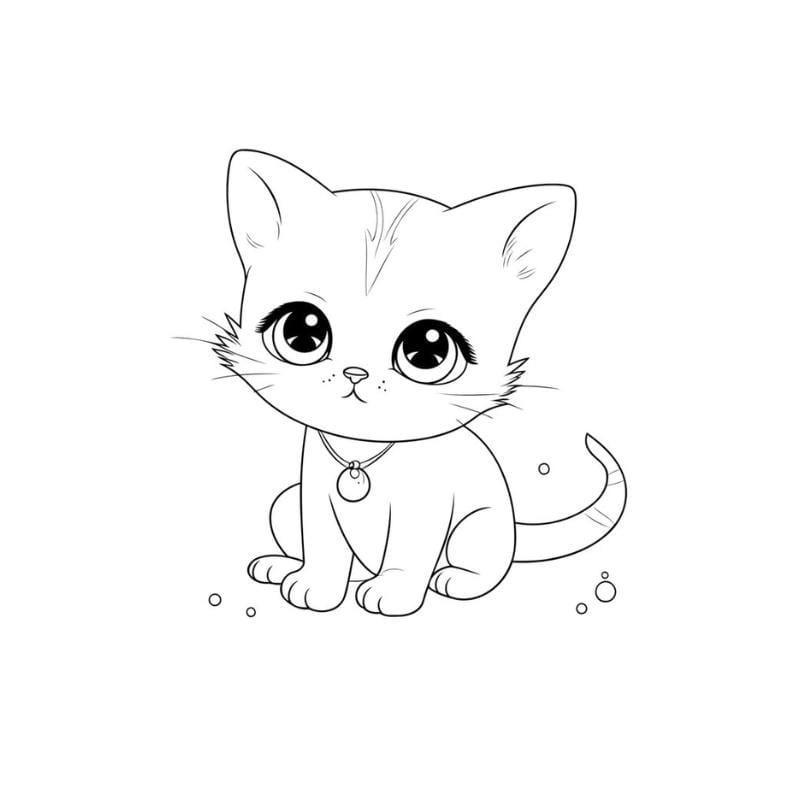 In hình con mèo tô màu miễn phí dành cho các bé mẫu giáo