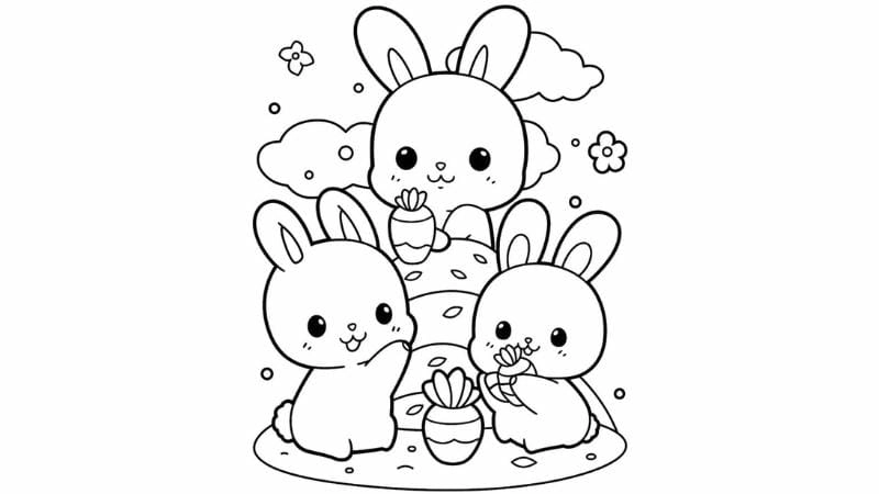 Tranh tô màu mặt con thỏ ngộ nghĩnh cho bé học nhận biết cảm xúc