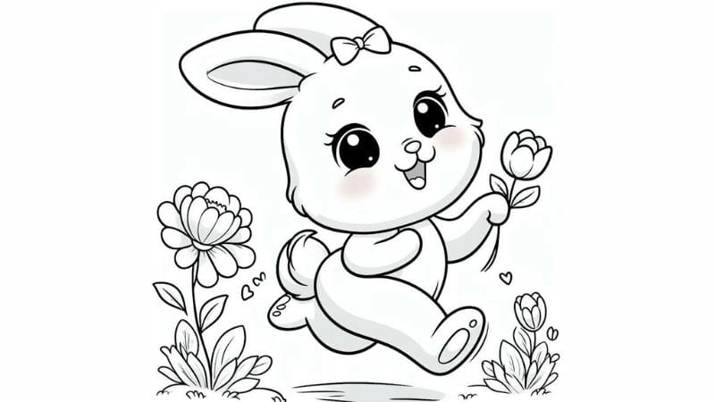 To màu con thỏ đơn giản dễ thực hiện giúp bé học tô chuẩn nét