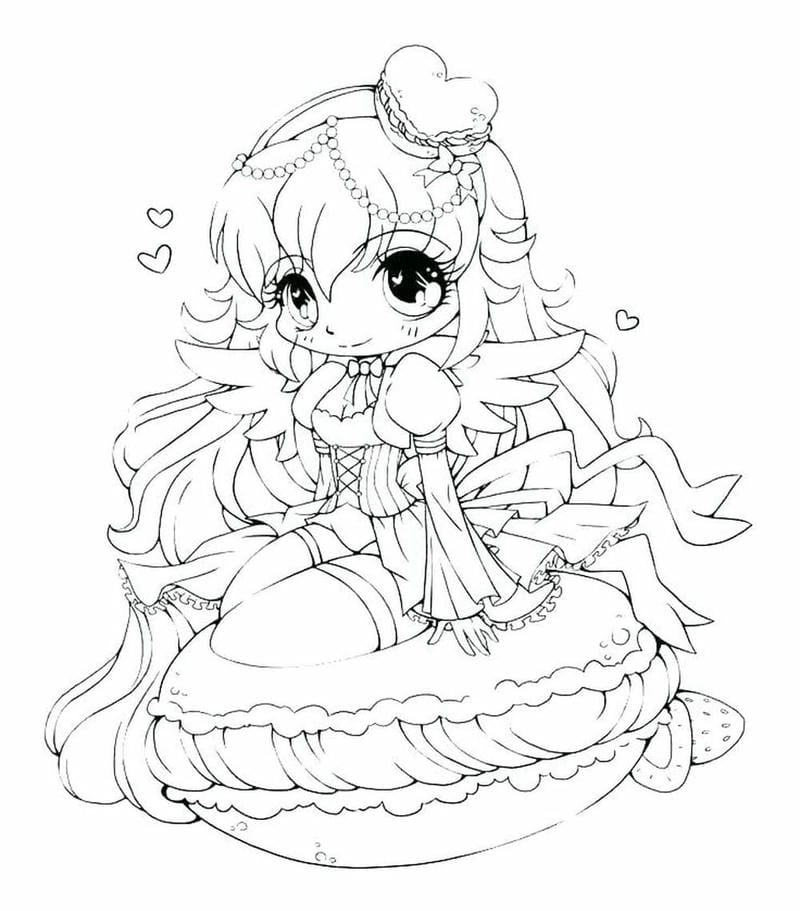 Anime chibi cute tranh tô màu công chúa chibi dễ thương cho bé gái yêu màu sắc
