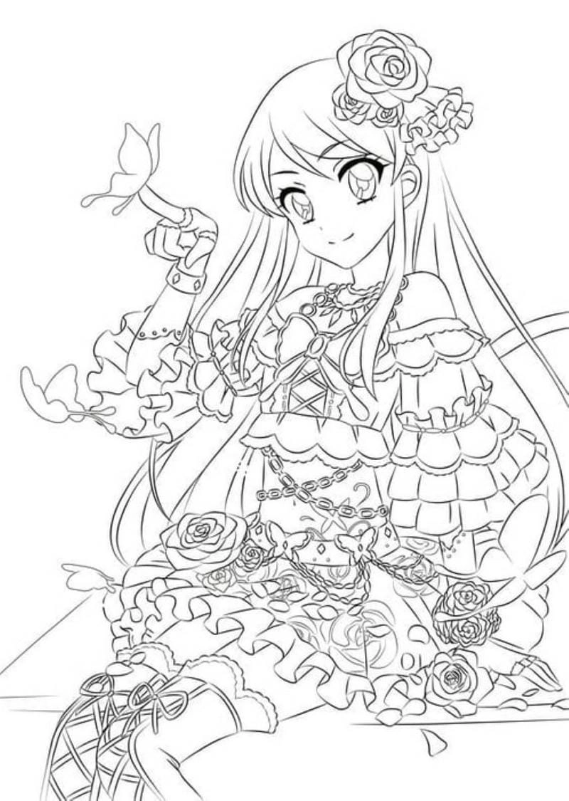 Nét anime xinh tranh tô màu công chúa anime ngầu đầy ấn tượng