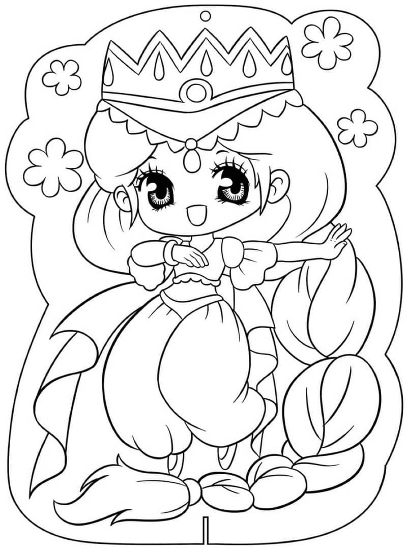 Chua chibi cute tranh tô màu công chúa anime dễ thương hết nấc