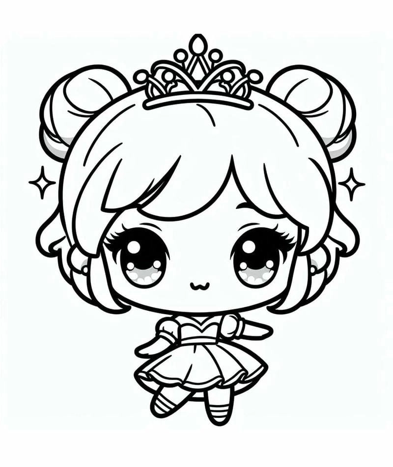 Tranh tô màu công chúa anime chibi dễ thương bé gái mê tít
