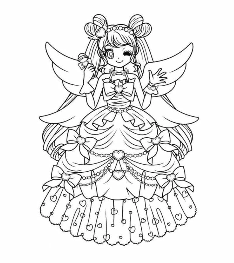 Tranh tô màu công chúa anime cute cho bé yêu mê màu sắc