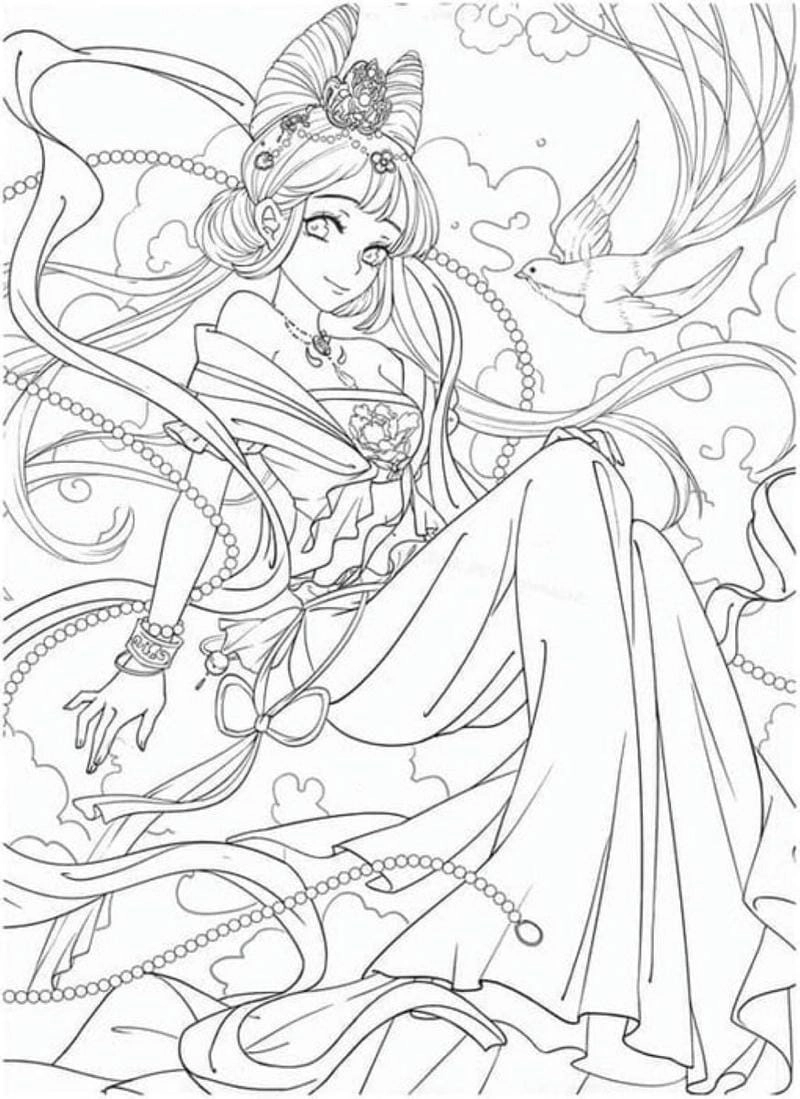 Sách coloring book tranh tô màu công chúa anime ngầu cực hot