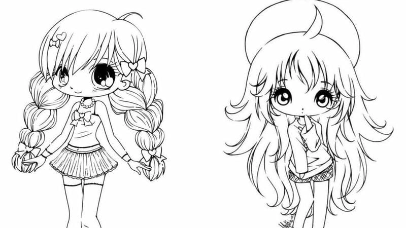 Bé thích mê anime girl tranh tô màu công chúa anime