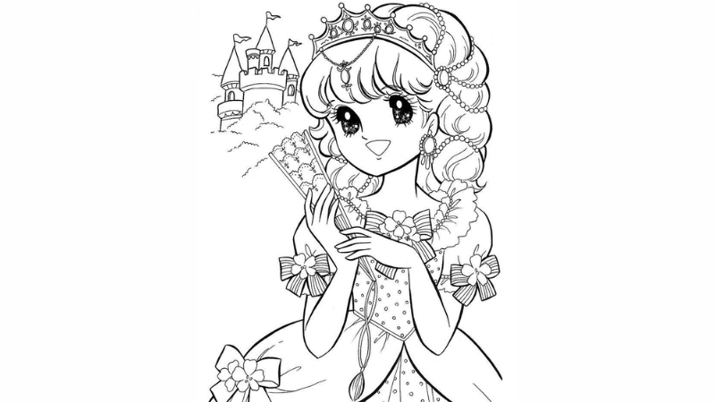Cùng bé tô bức tranh tranh tô màu công chúa anime