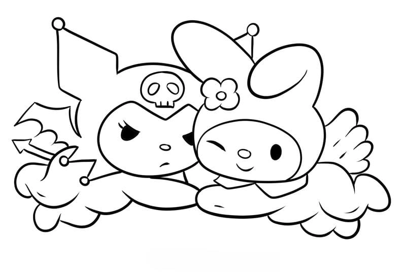 Tranh tô màu cute kuromi cực dễ thương cho fan Kuromi