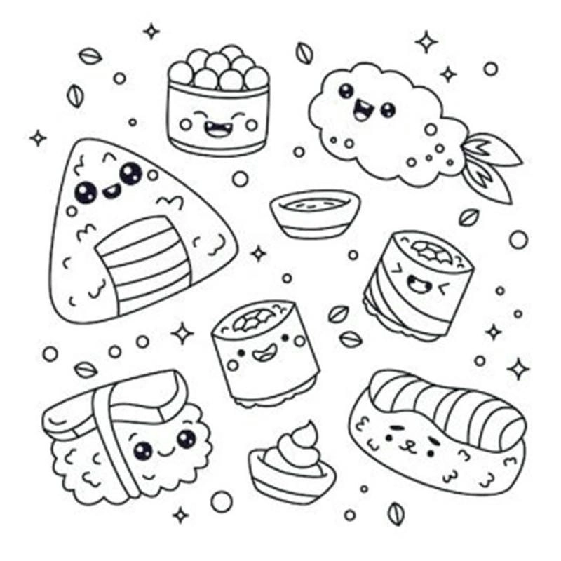 Bé thích hình dán sticker tranh tô màu đồ ăn cute mini