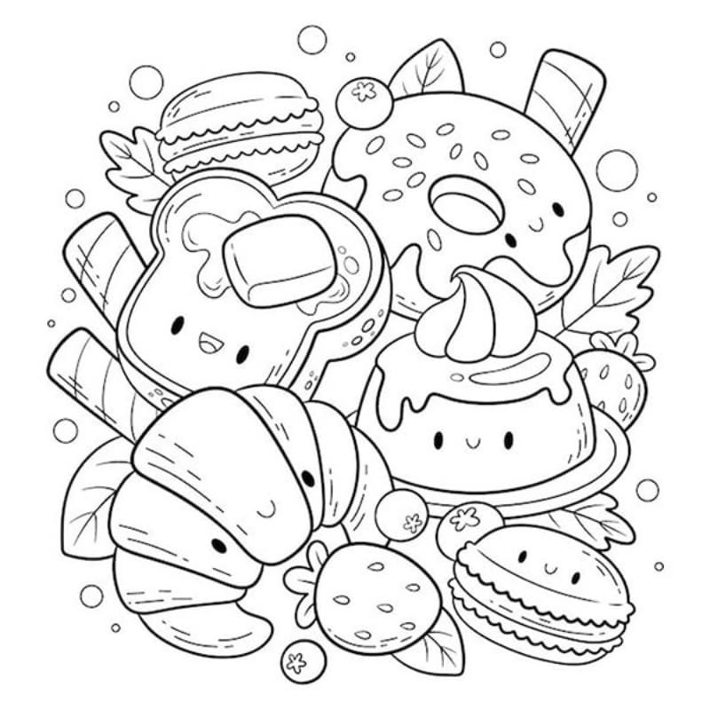 Bộ sưu tập tranh tô màu đồ ăn sushi siêu cute