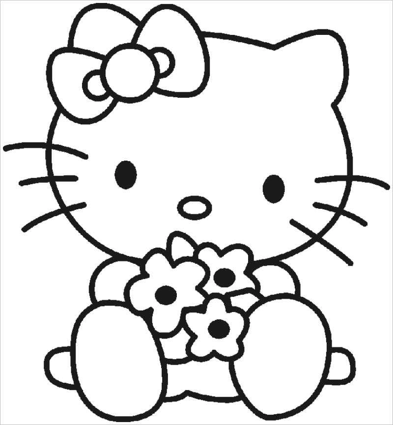 Bé gái yêu thích hello kitty tranh tô màu