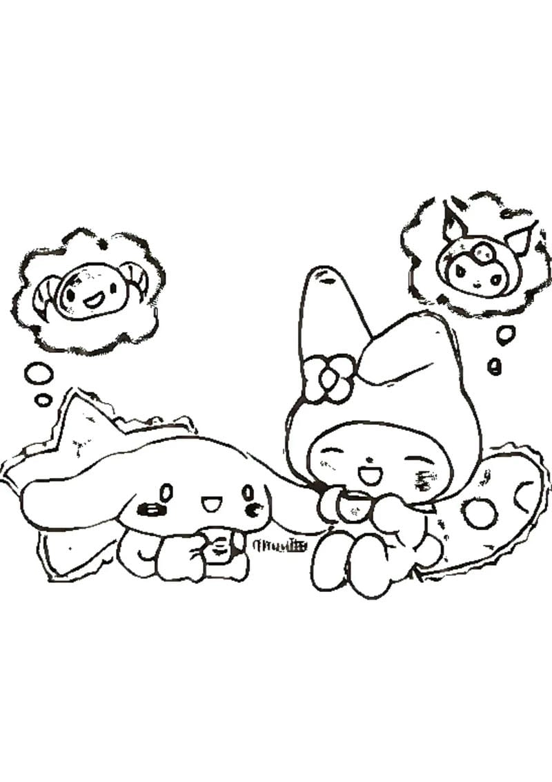 Khám phá cinnamoroll tranh tô màu kuromi cute