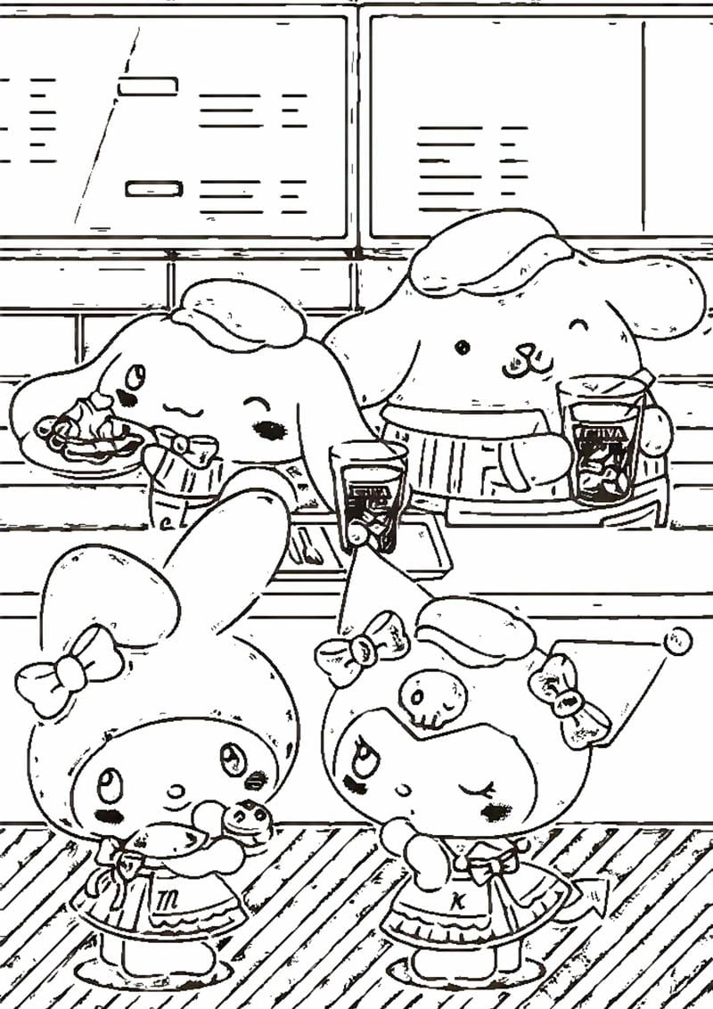 Bộ tranh tô màu melody và cinnamoroll dễ thương