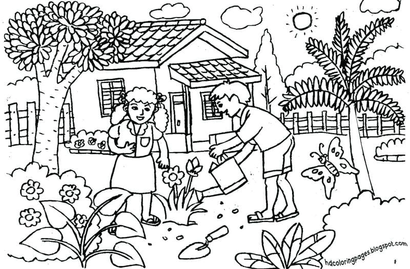 Sắc xuân ngập tràn trong tranh tô màu phong cảnh mùa xuân