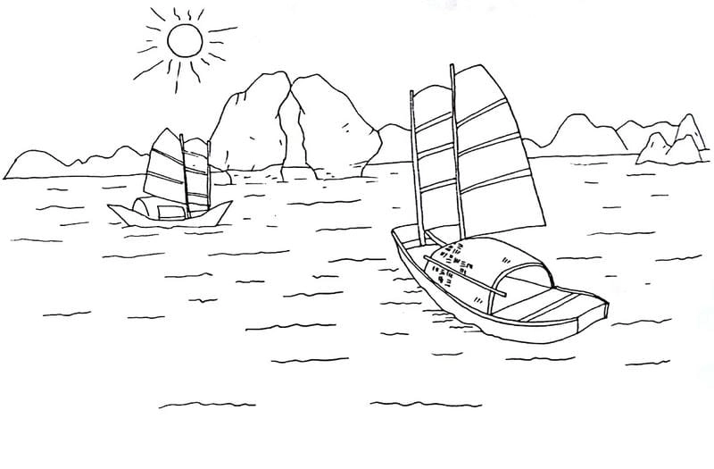 Mùa hè rực rỡ với tranh tô màu phong cảnh biển