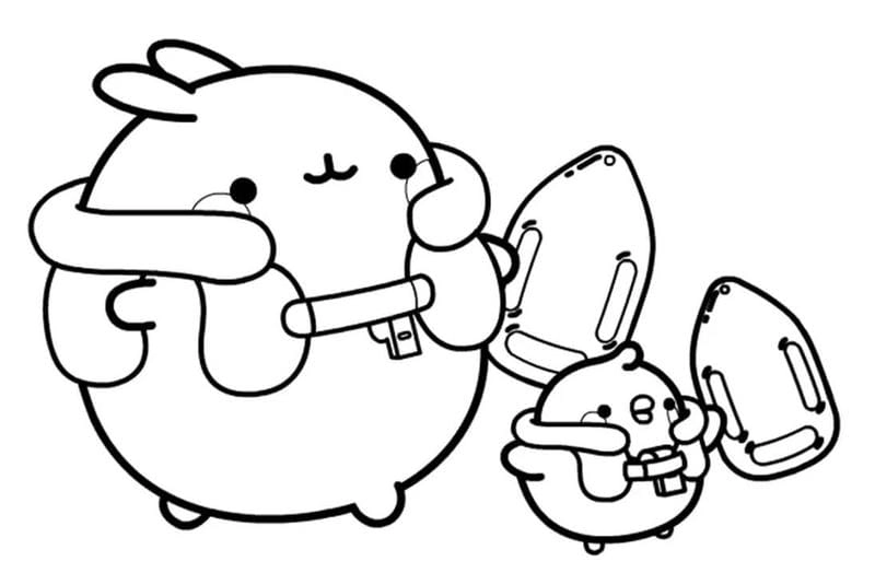 Nổi bật với tranh tô màu sticker cute molang cực dễ thương