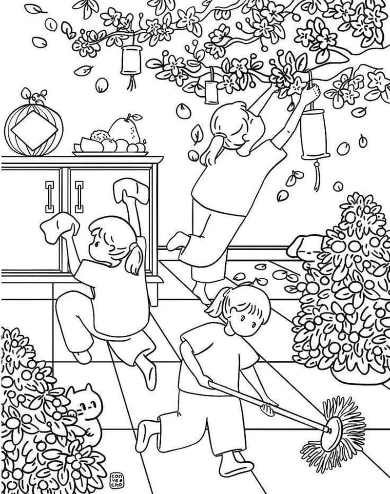 Tô màu sáng tạo với bộ hình tết tô màu đẹp mắt