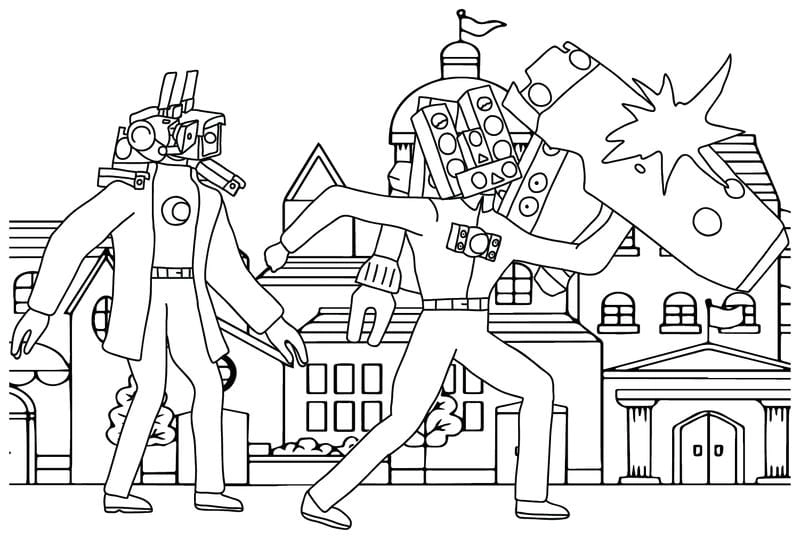 Giải trí với coloring pages tranh tô màu titan cameraman v2 miễn phí