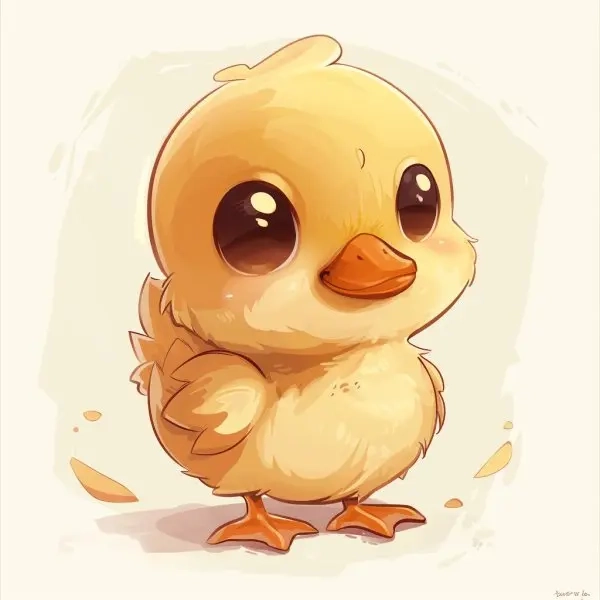 Mẫu vẽ vịt chibi đơn giản cho bé
