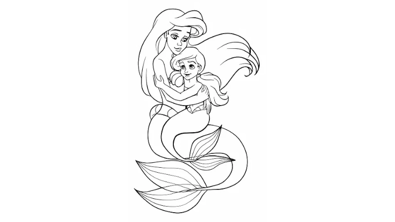 Bé yêu hình tô màu nàng tiên cá lung linh sắc màu