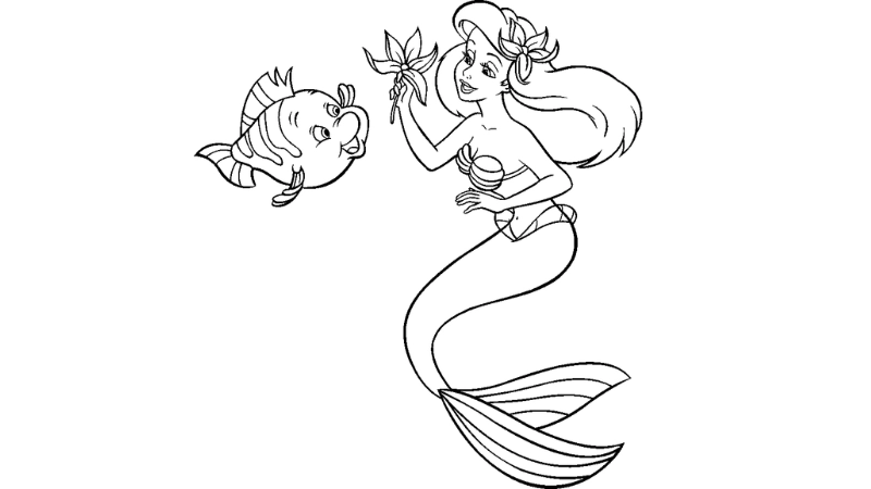 Giải trí với tranh tô màu nàng tiên cá cho bé