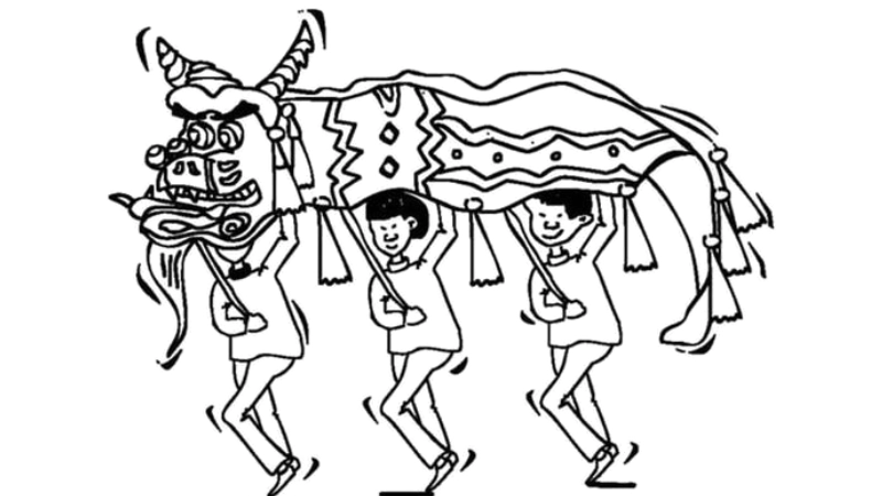 Tranh tô màu múa lân là như thế nào