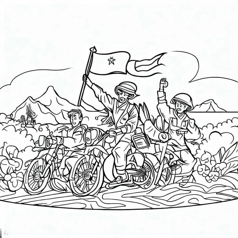 Hào hùng lịch sử qua tranh tô màu chiến thắng 30 4