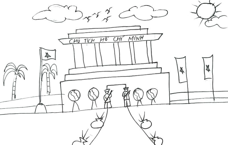 Tải ngay tranh về lăng bác hồ chưa tô màu chi tiết rõ nét