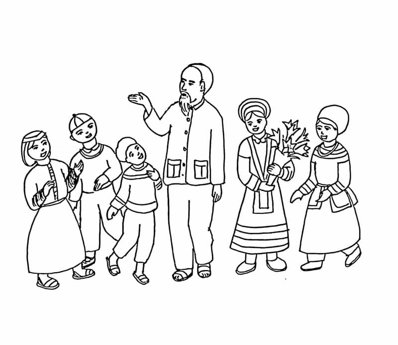 Bé thích thú với tô màu bác hồ với thiếu nhi đơn giản