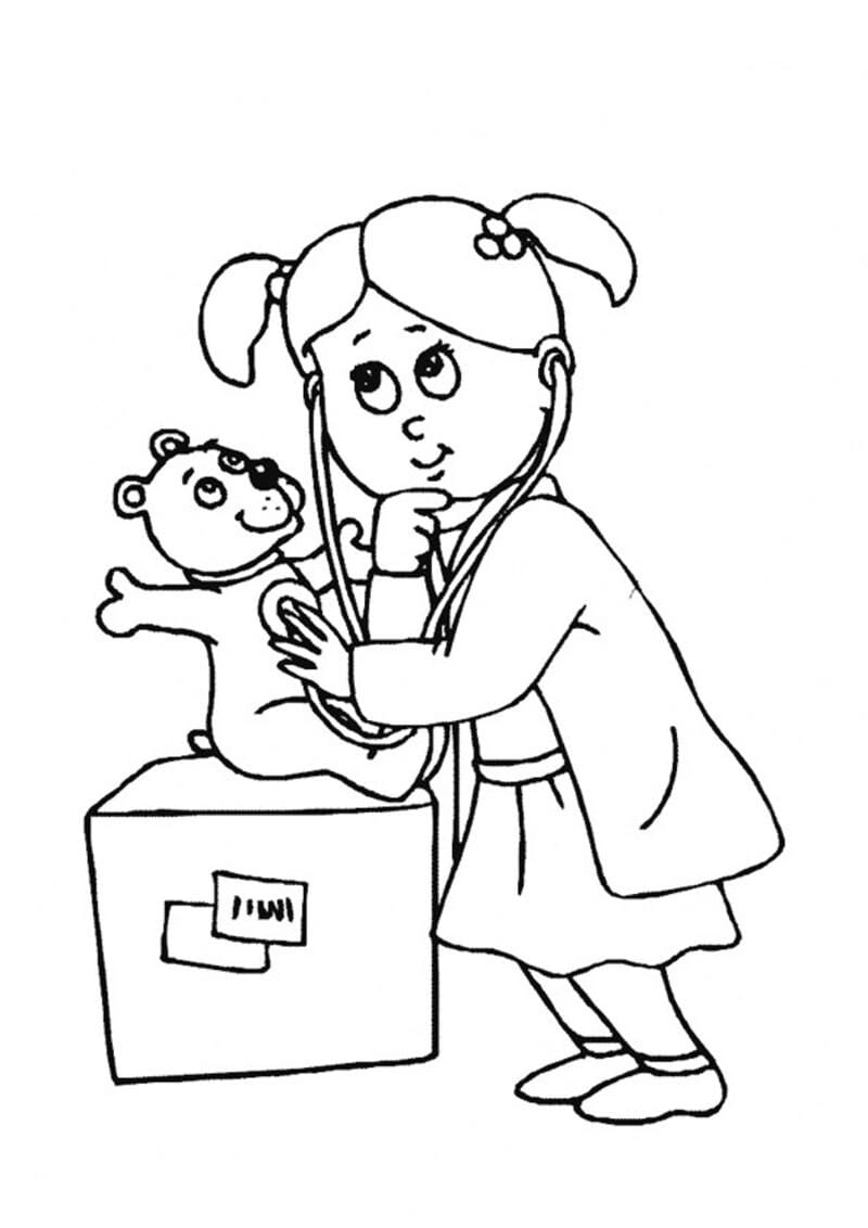 Rèn kỹ năng tay với hình ảnh bác sĩ cho bé tô màu