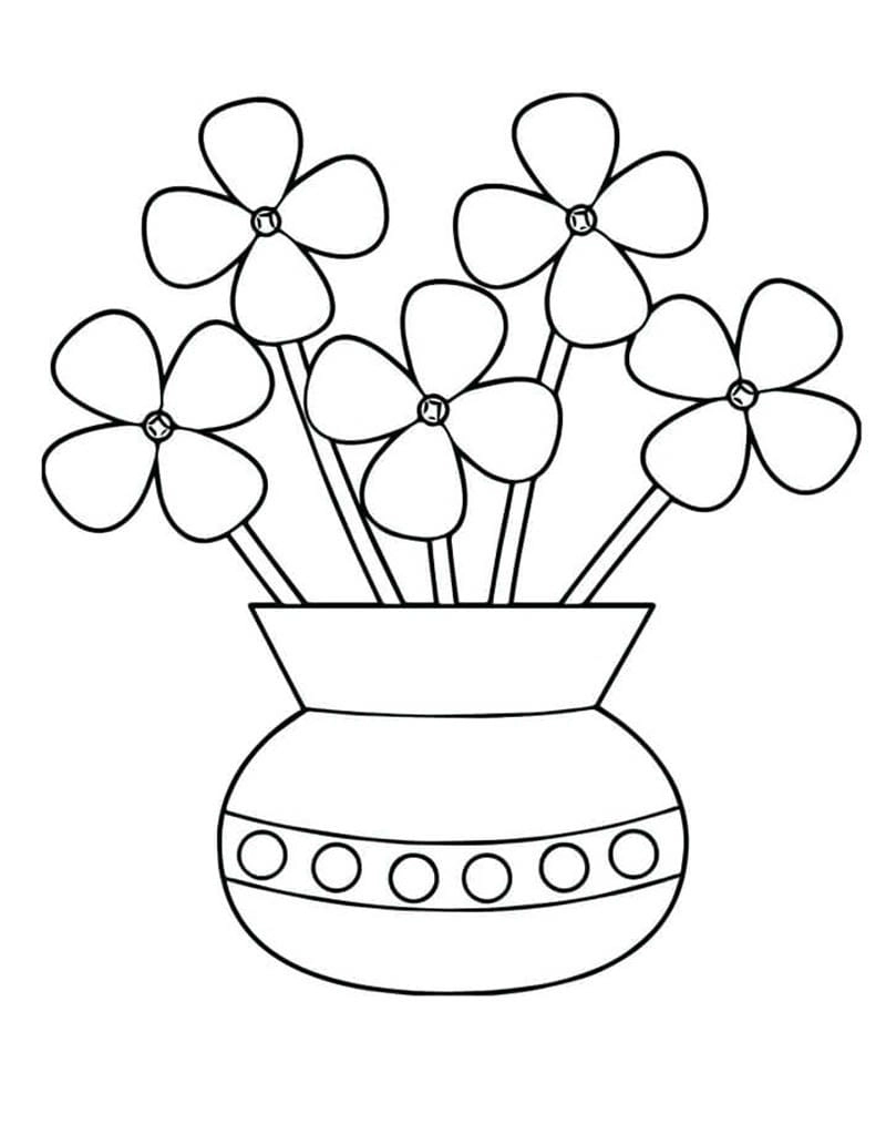 Màu sắc tươi sáng tranh tô màu bình hoa tranh tô màu bình hoa dễ thương