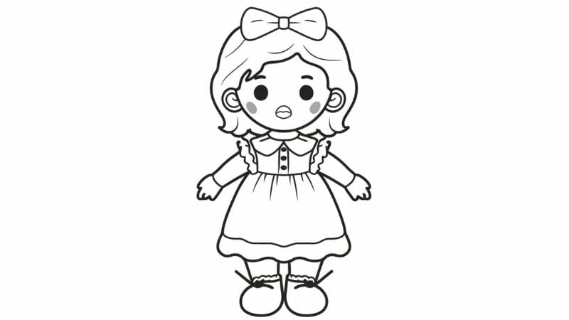 Bé tập tô tô màu công chúa búp bê lung linh