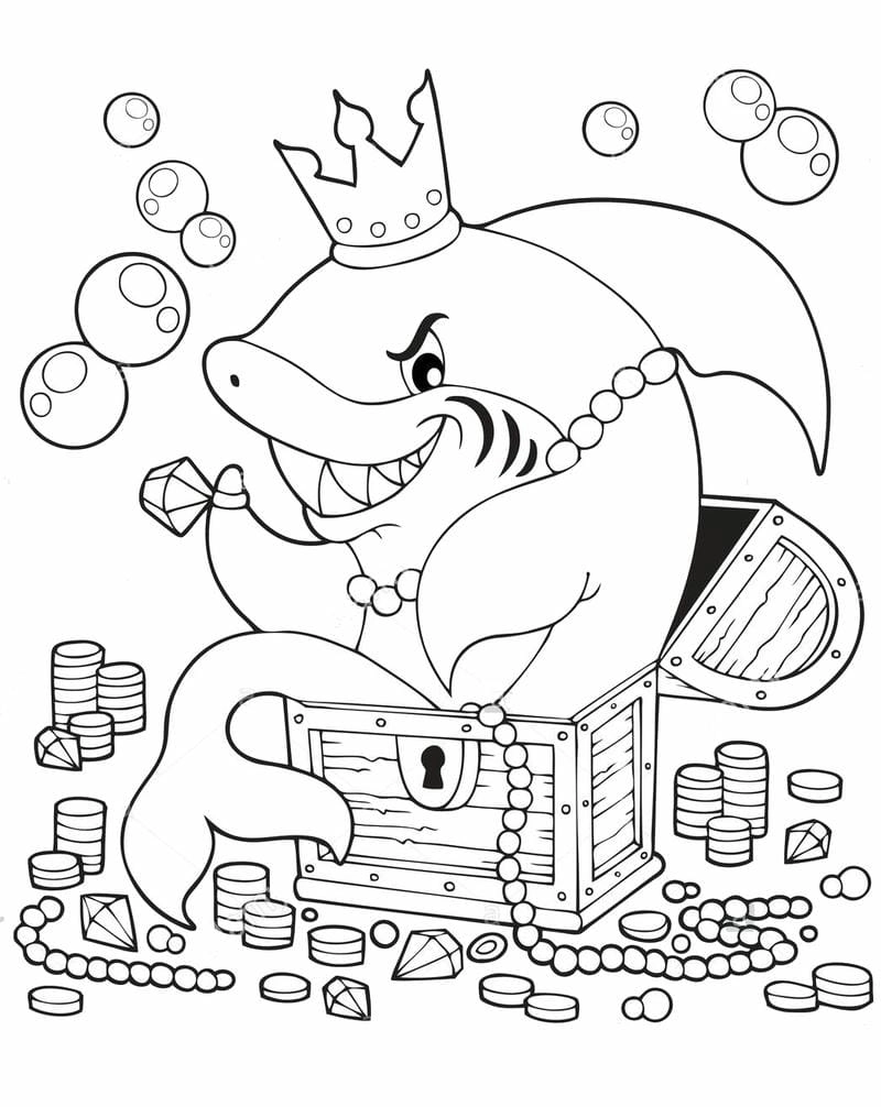 Tăng cảm hứng sáng tạo với tranh tô màu cá mập cute