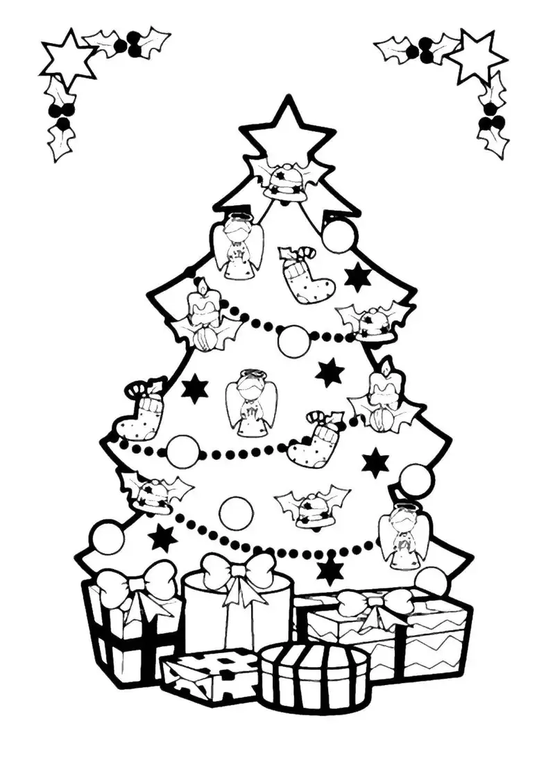 Tranh tô màu cây thông noel cho bé thỏa sức sáng tạo