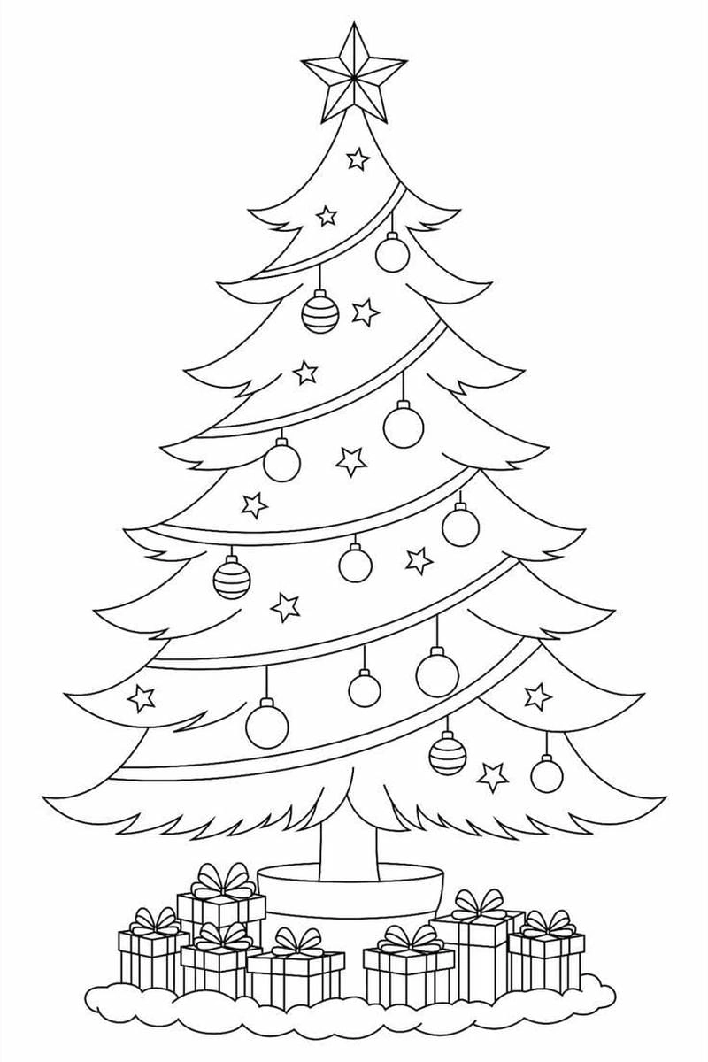 Sắc màu tươi sáng từ hình ảnh tô màu cây thông noel